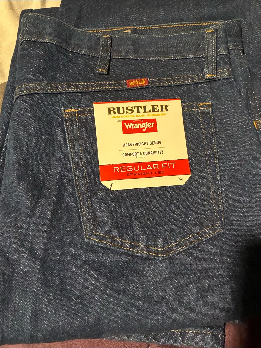 Wrangler Rustler Men’s Straight Leg Jeans - Dark Blue 42x 32